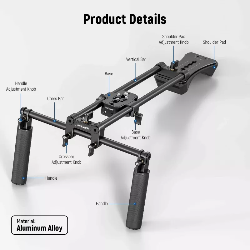 NEEWER SR004 DSLR schouderrig stabilisatorgreep voor camera's en DSLR-camcorders