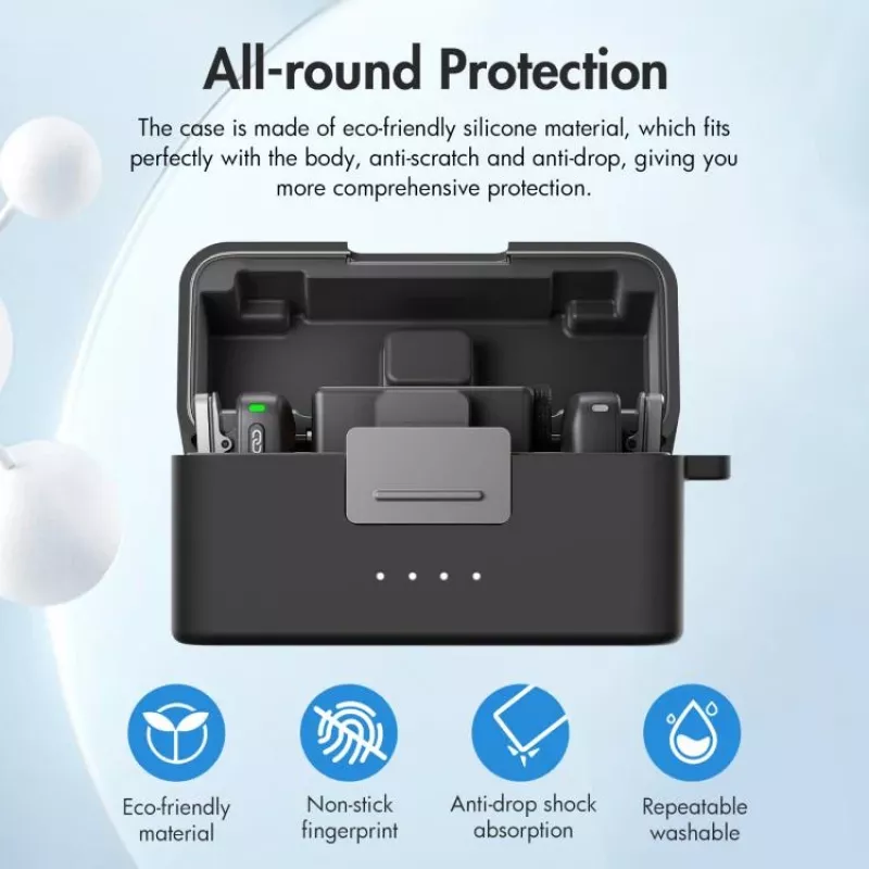 PULUZ siliconen beschermhoes voor DJI Mic Mini oplaadcase - zwart