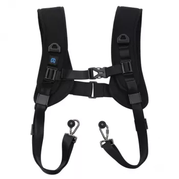 PULUZ dual-camera riem voor 2 DSLR-camera's, snelgesp, verstelbare schouderriemen, zwart (PU6002)