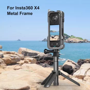 PULUZ framhouder-beschermhoes met 2x koudeschoehouders en objectiefdop voor Insta360 X4 (PU981B)