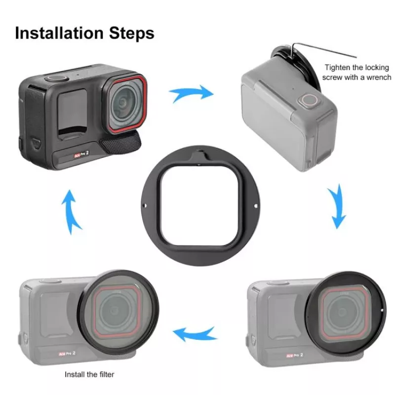 PULUZ 3-in-1 UV-filter adapterkit 52mm lensdop voor Insta360 Ace Pro 2 / PU770B