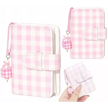 LOVEINSTANT pocket fotoalbum voor 28 Instax Mini foto's - ruitpatroon - roze