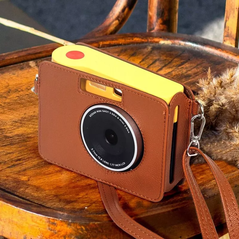 LOVEINSTANT case cover pouch voor Kodak Mini Shot 3 Era MS300 instantcamera - bruin