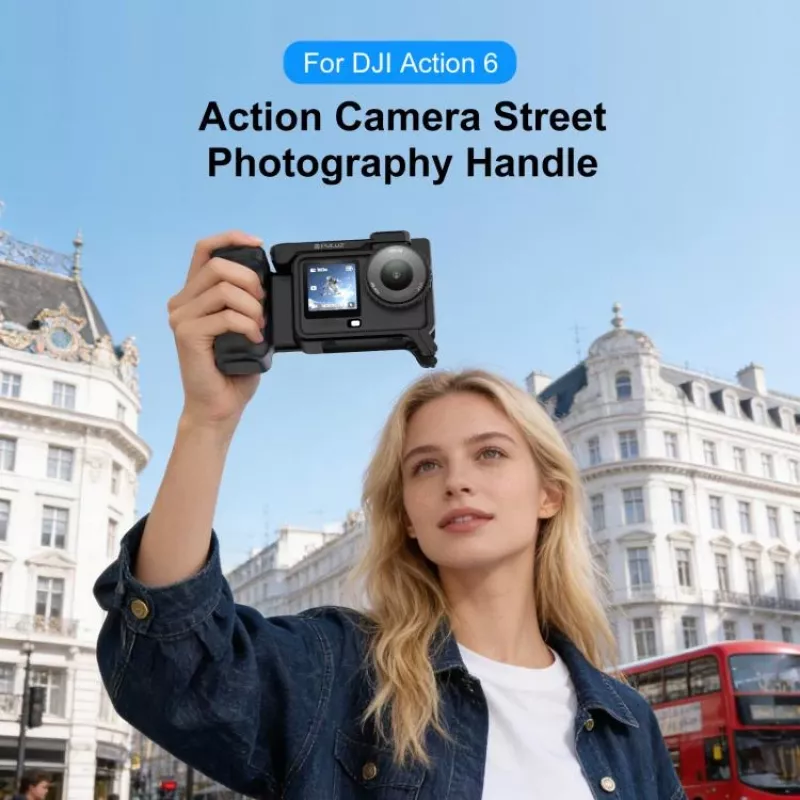PULUZ framebevestiging + greep + koudeschoenadapter voor DJI Osmo Action 6 / PU1096B