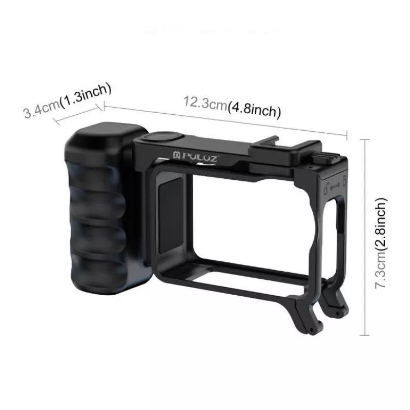 PULUZ framebevestiging + greep + koudeschoenadapter voor DJI Osmo Action 6 / PU1096B