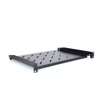 RACKTEL RL-PD600S 1U 19-inch frontmontage rack legbord, 600 mm diepte, 20 kg draagvermogen, zwart (RAL 9005)