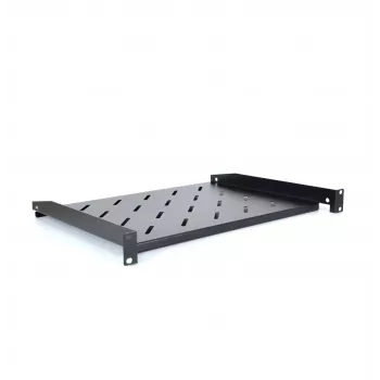 RACKTEL RL-PD600S 1U 19-inch frontmontage rack legbord, 600 mm diepte, 20 kg draagvermogen, zwart (RAL 9005)