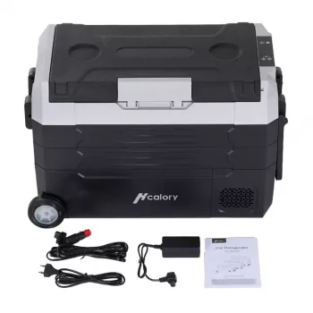 HCALORY D55M+ auto cooler met Bluetooth, 55L, compressor, -20°C tot +20°C, DC 12V/24V, AC 100-240V, zwart