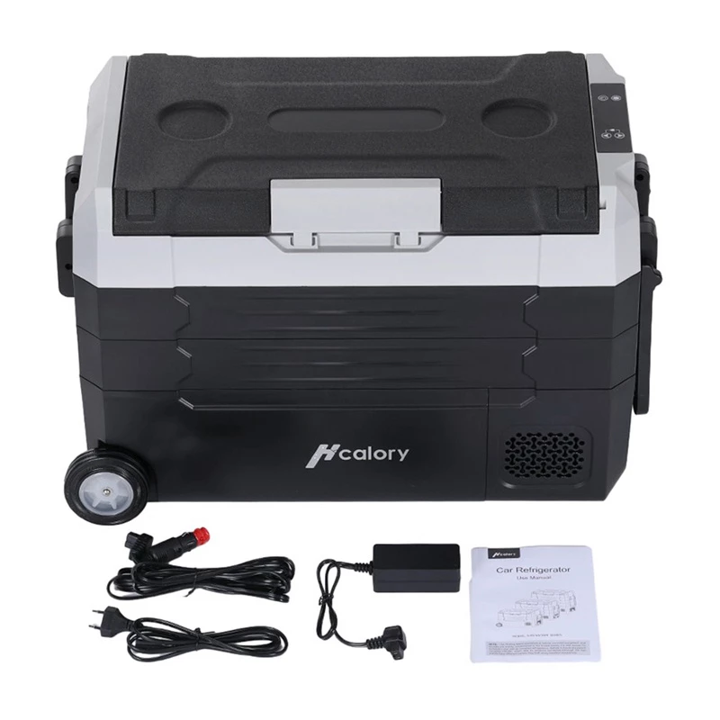HCALORY D55M+ auto cooler met Bluetooth, 55L, compressor, -20°C tot +20°C, DC 12V/24V, AC 100-240V, zwart