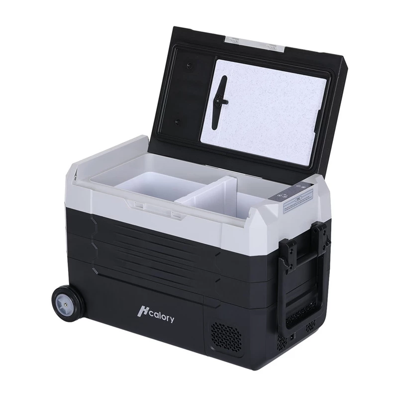 HCALORY D55M+ auto cooler met Bluetooth, 55L, compressor, -20°C tot +20°C, DC 12V/24V, AC 100-240V, zwart