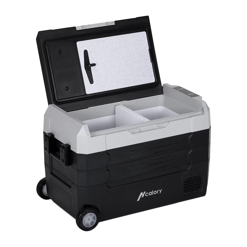 HCALORY D55M+ auto cooler met Bluetooth, 55L, compressor, -20°C tot +20°C, DC 12V/24V, AC 100-240V, zwart