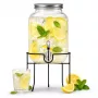 Adler AD 6741 Drinkdispenser met tapkraan en metalen standaard, 4 l, kalk-natronglas, schroefdeksel, reservekraan inbegrepen