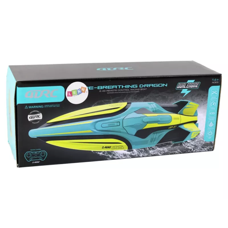 LEAN TOYS RC Waterboot 2.4G Geel-Turquoise Waterdichte Afstandsbediening