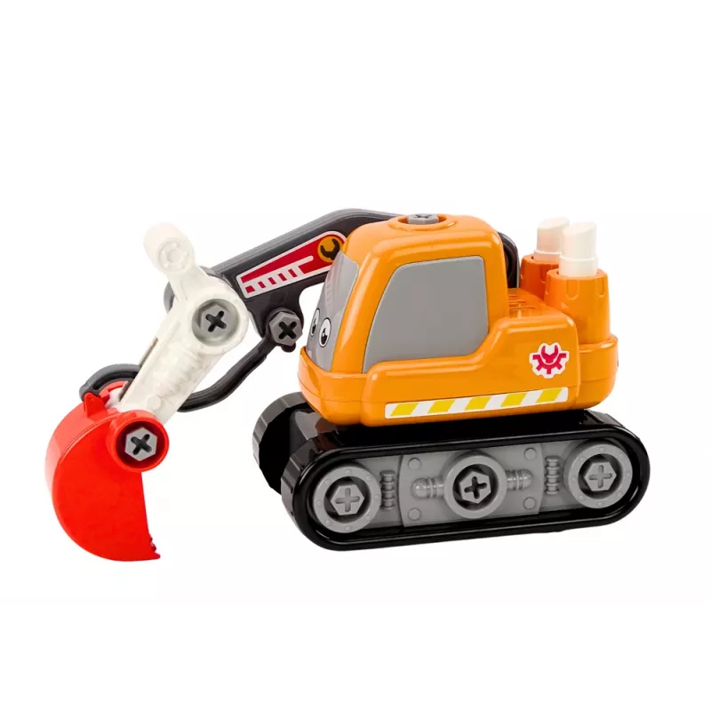 LEAN TOYS cartoon crawler graafmachine 3D houten puzzelkit - oranje