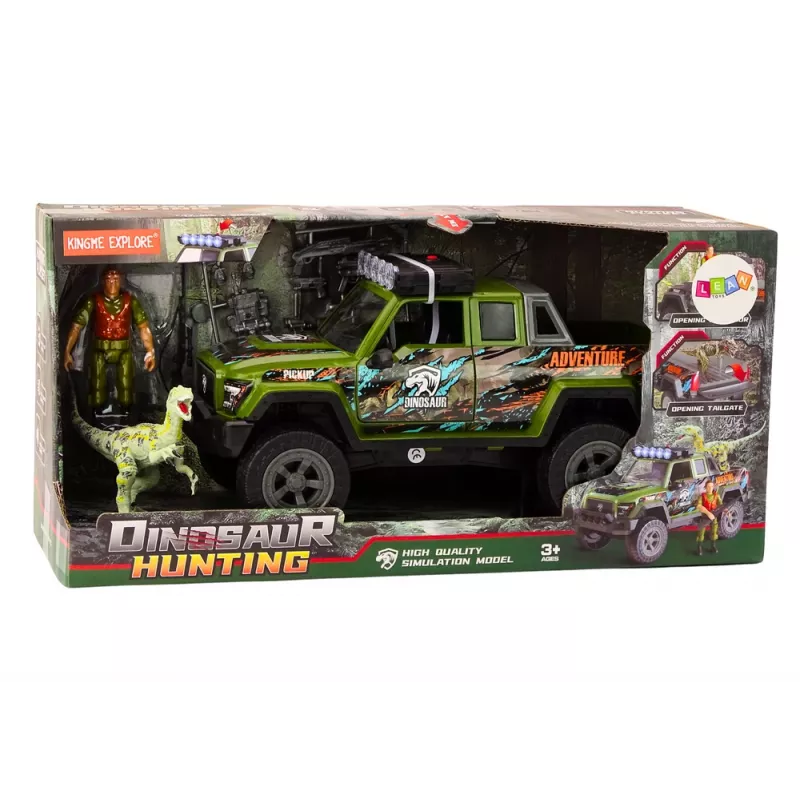 LEAN TOYS Off-Road Jachtwagen Hunter Dinosaurussen Lichten Geluiden Groen