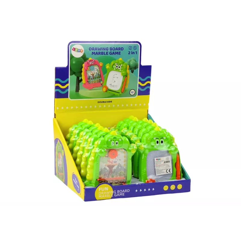 LEAN TOYS Tekenbord zakspel 2in1 groen dinosaurus