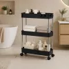 LEAN multifunctionele mobiele stellingwagen met 3 plateaus op wielen, zwart