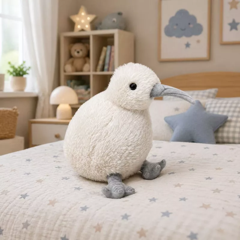 LEAN TOYS Pluchen kiwi vogel mascotte knuffel wit 17 cm