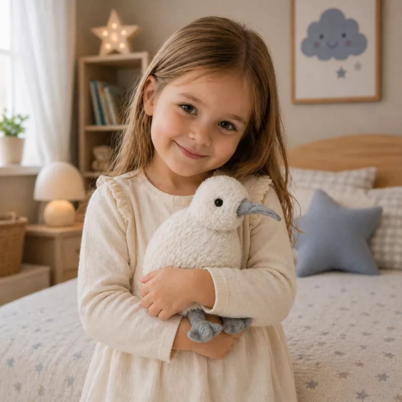 LEAN TOYS Pluchen kiwi vogel mascotte knuffel wit 17 cm