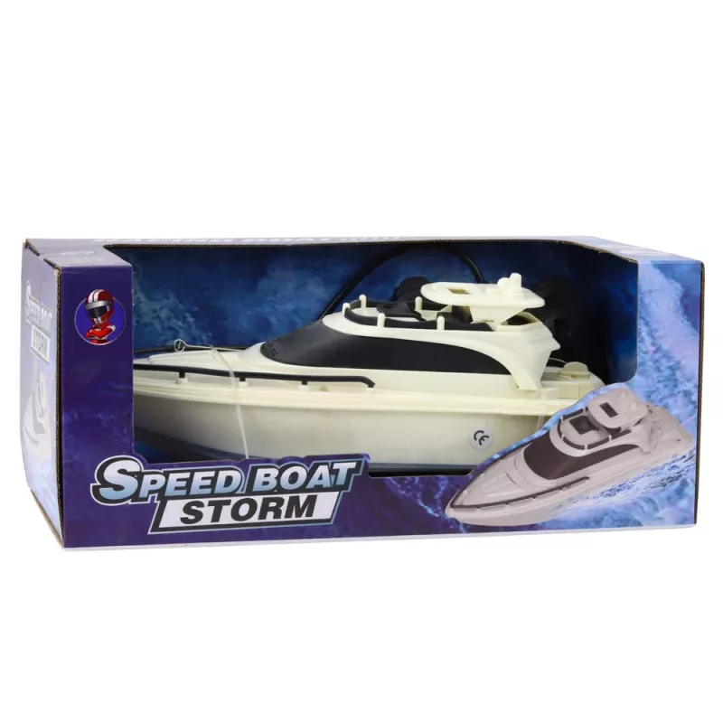 LEAN TOYS RC Motorboot op afstandsbediening, batterijbediend, zwart-wit