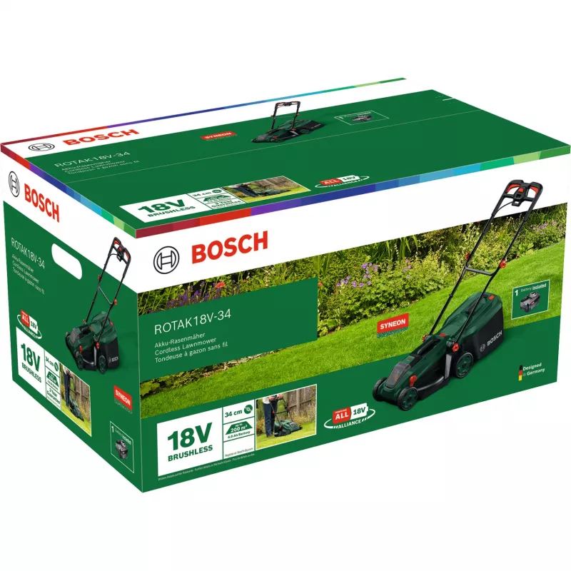Bosch Rotak 18V-34 accu-grasmaaier met startset en mulchplug (C)