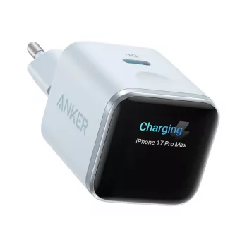 ANKER Nano Charger 45W GaN 1x USB-C ActiveShield 5.0 Touchsensor iPhone Recognition SmartDisplay pastelblauw