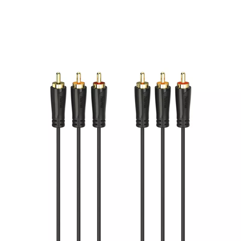 HAMA 3x RCA naar 3x RCA audio-/videokabel 3m, vergulde stekkers