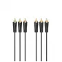 HAMA 3x RCA naar 3x RCA audio-/videokabel 3m, vergulde stekkers