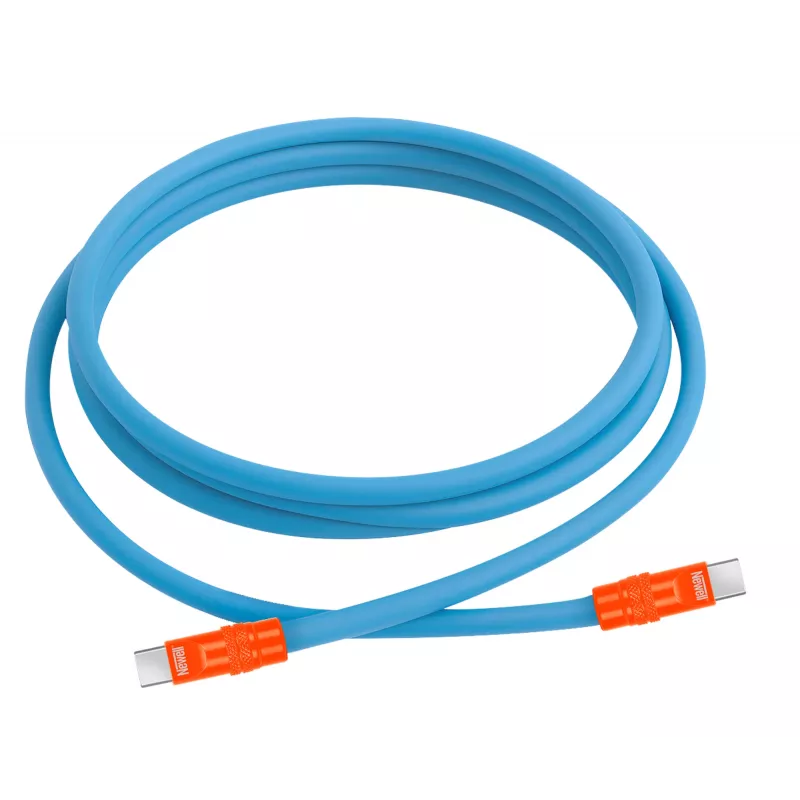 Newell USB-C naar USB-C kabel 100W, 2m, siliconen, blauw-oranje