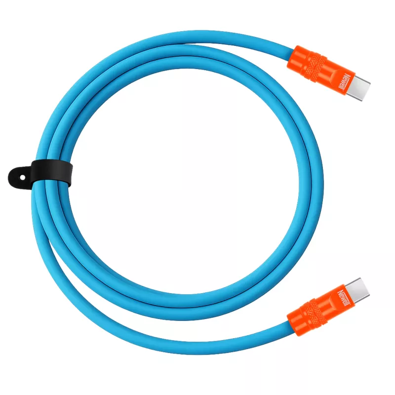 Newell USB-C naar USB-C kabel 100W, 2m, siliconen, blauw-oranje
