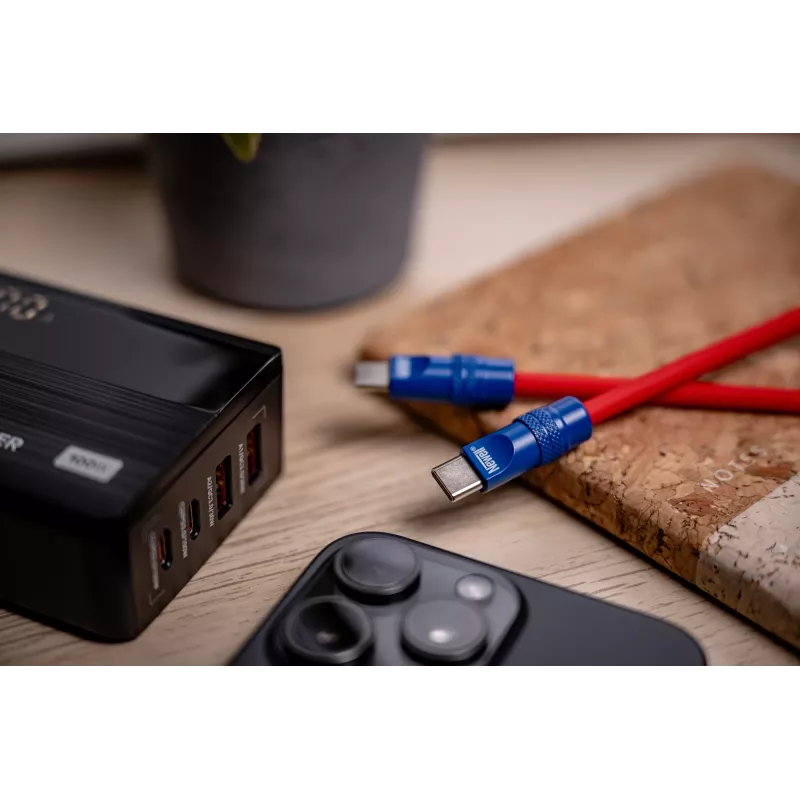 Newell USB-C naar USB-C kabel 100W 2m siliconen rood-marineblauw