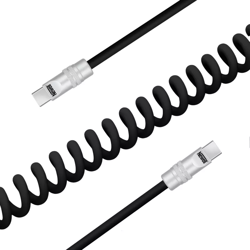 Newell USB-C naar USB-C kabel 100W 1,5m siliconen spiraalkabel zwart