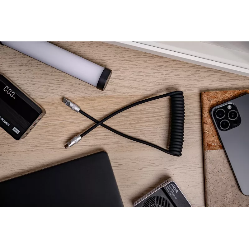 Newell USB-C naar USB-C kabel 100W 1,5m siliconen spiraalkabel zwart