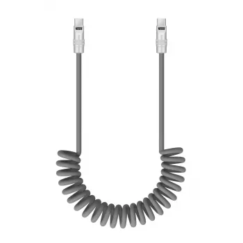 Newell USB-C naar USB-C kabel 100W, 1,5m, siliconen, gewikkeld, grijs