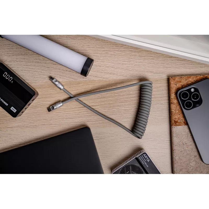 Newell USB-C naar USB-C kabel 100W, 1,5m, siliconen, gewikkeld, grijs