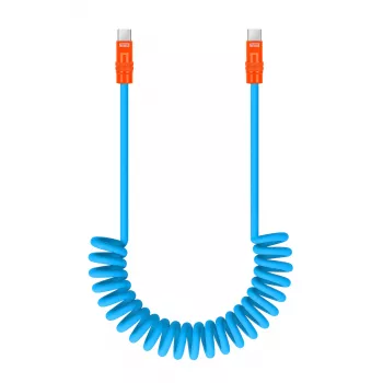 Newell USB-C naar USB-C kabel 100W 1,5m siliconen gewikkeld blauw-oranje