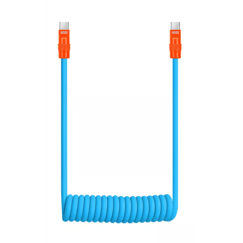 Newell USB-C naar USB-C kabel 100W 1,5m siliconen gewikkeld blauw-oranje