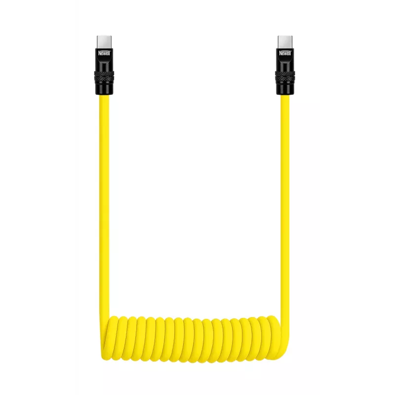 Newell USB-C naar USB-C kabel 100W, 1,5m, siliconen, gewikkeld, geel-zwart