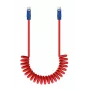 Newell USB-C naar USB-C kabel 100W 1,5m siliconen spiraalkabel rood-marineblauw