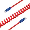 Newell USB-C naar USB-C kabel 100W 1,5m siliconen spiraalkabel rood-marineblauw
