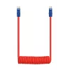 Newell USB-C naar USB-C kabel 100W 1,5m siliconen spiraalkabel rood-marineblauw