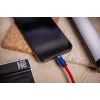 Newell USB-C naar USB-C kabel 100W 1,5m siliconen spiraalkabel rood-marineblauw