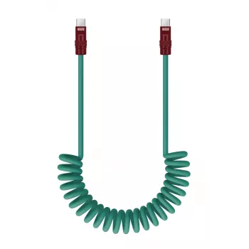 Newell USB-C naar USB-C kabel 100W, 1,5m, siliconen, gewikkeld, groen-bourgogne