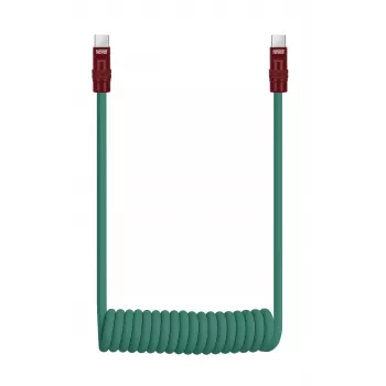 Newell USB-C naar USB-C kabel 100W, 1,5m, siliconen, gewikkeld, groen-bourgogne