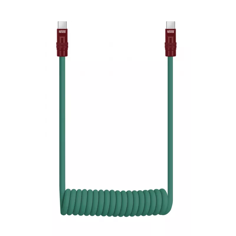 Newell USB-C naar USB-C kabel 100W, 1,5m, siliconen, gewikkeld, groen-bourgogne