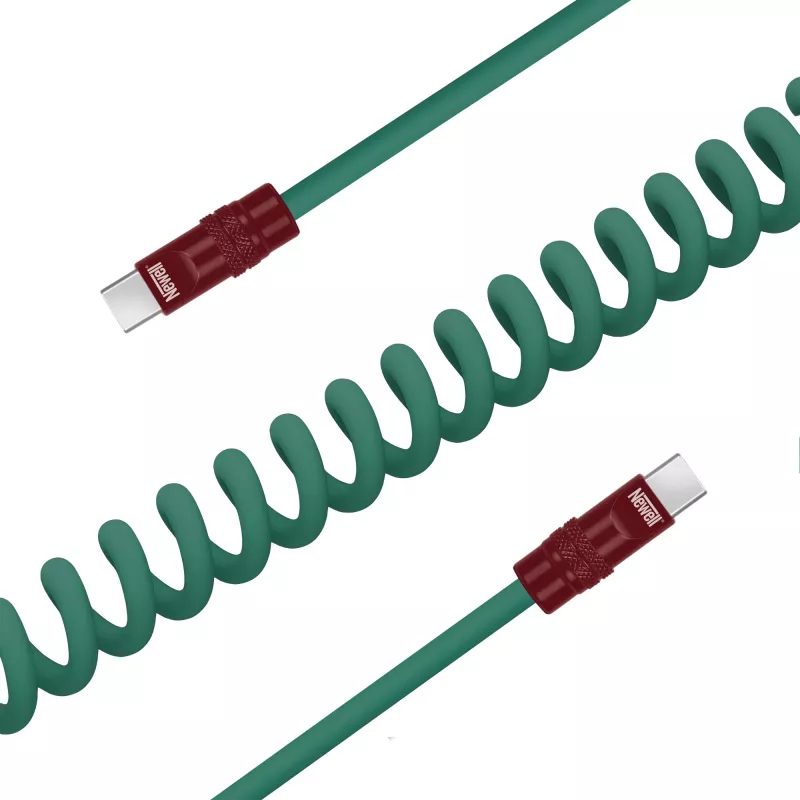 Newell USB-C naar USB-C kabel 100W, 1,5m, siliconen, gewikkeld, groen-bourgogne