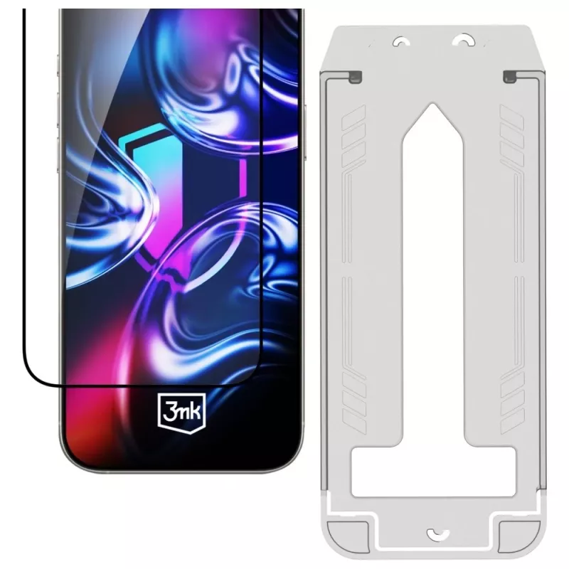 3mk HardGlass Max gehard glas schermbeschermer met applicator voor iPhone Air (zwart)