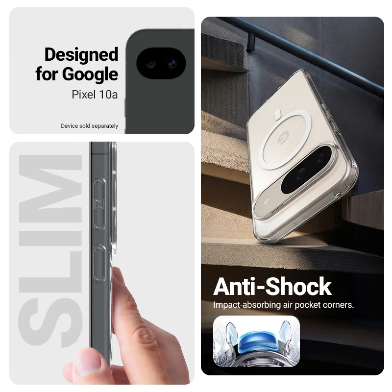 Crong Hybrid Clear Magnetic MagSafe Case voor Google Pixel 10a (transparant)