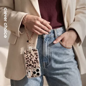 Crong Phone Charm - Beige Twist gevlochten nylon lanyard