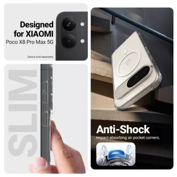 Crong Hybrid Clear Magnetic Case voor Xiaomi POCO X8 Pro Max 5G, transparant, MagSafe-compatibel